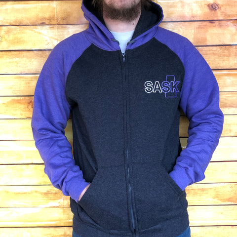 Purple & Grey SASK Zip-up Hoodie
